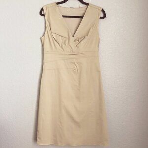 Elie Tahari Size 6 Khaki Sleeveless Cross Front Minimalist Dress